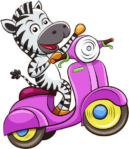 Funny Zebra Driving Pink Scooter - Terrific Travels: Amazing Activities For The Family (500x500)