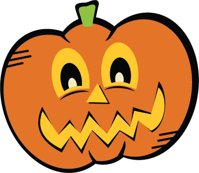 Being Cut Jack O Lantern Clipart - Cute Pumpkin No Background (405x351)