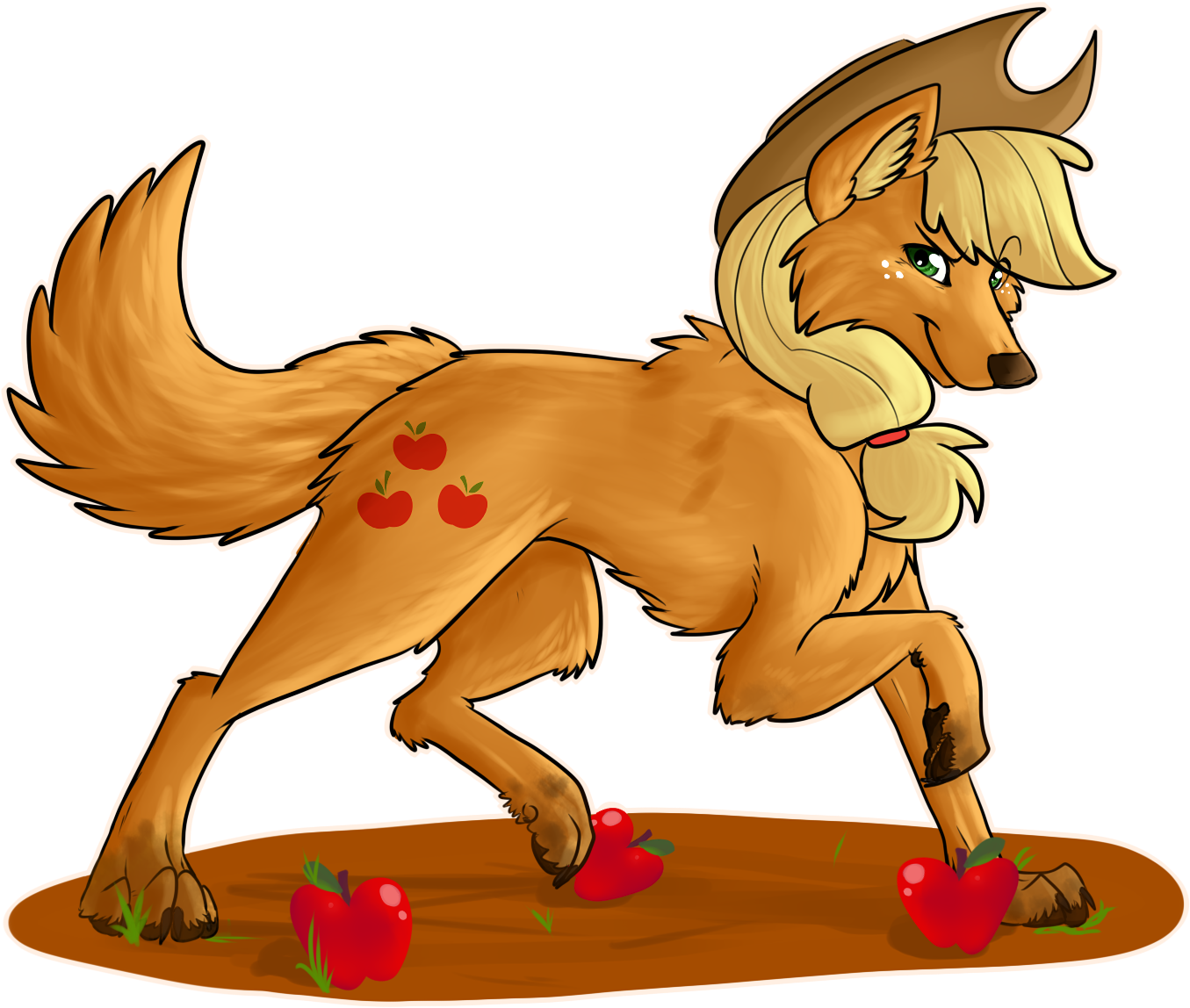 Apple, Applejack, Artist - Mlp Wolf Applejack (1600x1200)