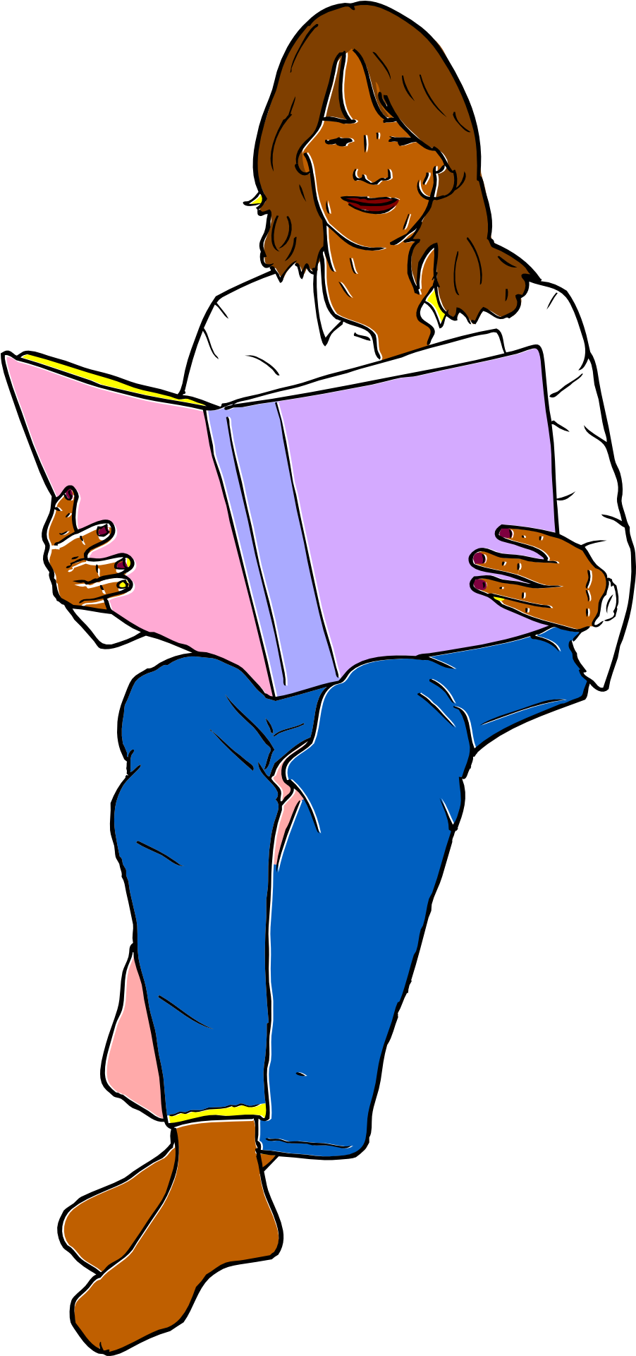 Reading Book Woman Clip Art - Reading Book Woman Clip Art (960x1920)