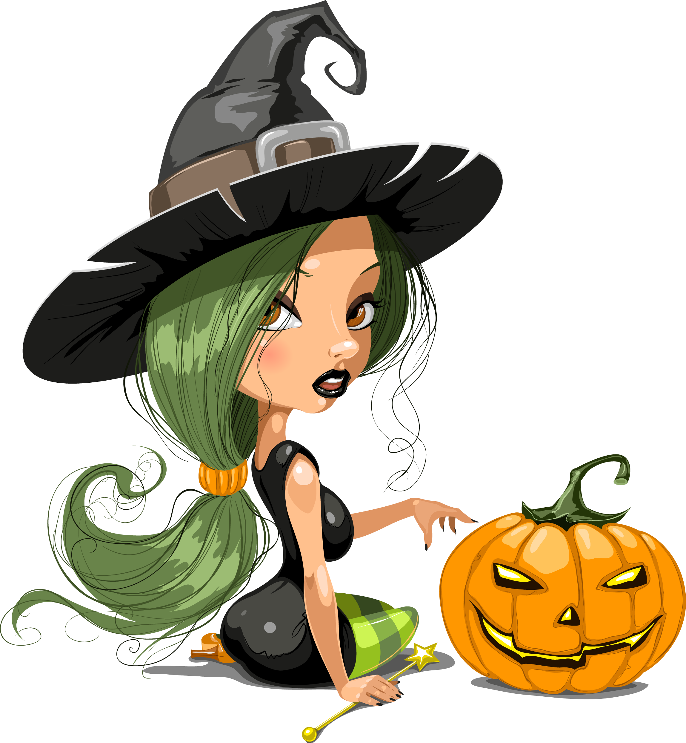 Tubes Hallowen - Beautiful Witch Cartoon (2298x2487)