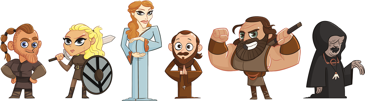 This Characters Are Based On The Tv Series Called Vikings - Cartoon (1400x375)