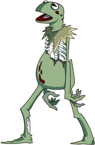 Zombie Kermit - Cartoon (400x566)