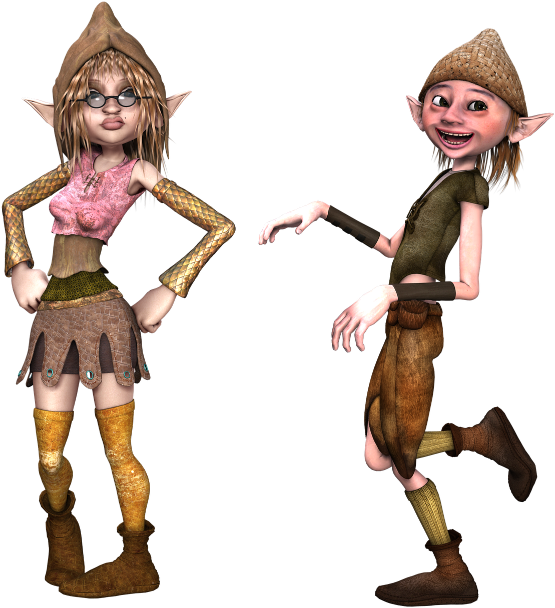 Boy And Girl Elf Pose 3d Png Image - Boy (1260x1280)