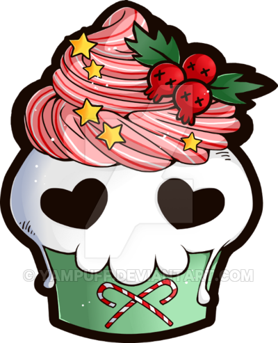 Holiday Skull Cupcake By Yampuff - Cupcake Skull (400x493)