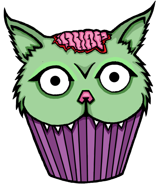 Zombie Cat Cupcake By Neonstarrjojo - Zombie Cat Cupcake By Neonstarrjojo (666x795)