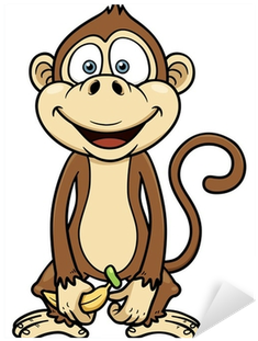 Vector Illustration Of Cartoon Monkey With Banana Sticker - Monkey With Banana Cartoon (400x400)