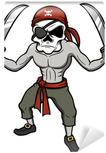 Vector Illustration Of Cartoon Pirate Skull Wall Mural - Illustration (400x400)