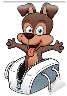 Illustration Of Cartoon Dog In Bag Wall Mural • Pixers® - Illustration (400x400)