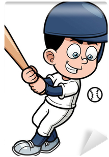 Vector Illustration Of Cartoon Baseball Player Wall - Cartoon Boy Playing Baseball (400x400)