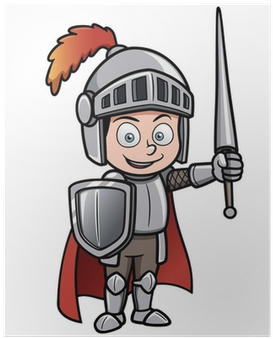 Vector Illustration Of Cartoon Knight Poster • Pixers® - Cartoon Knights (400x400)