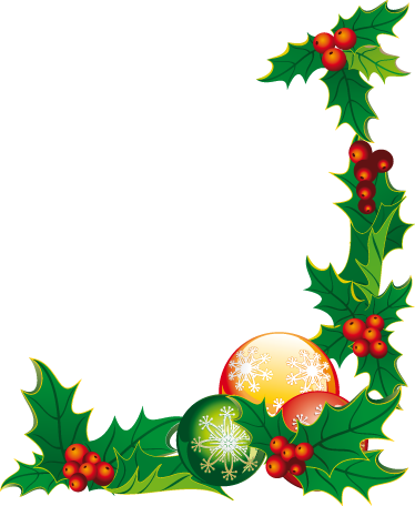 Christmas Corner Floral Sticker - Christmas Decoration (374x456)