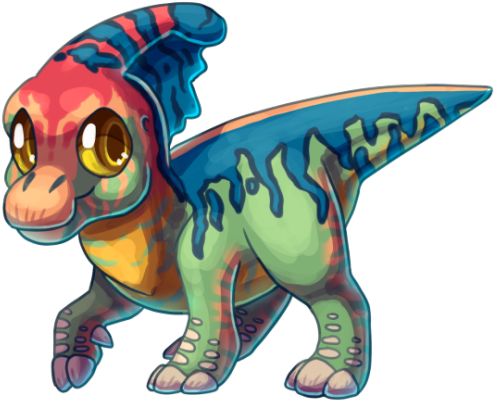 Another Dino In Our Series, Parasaurolophus I'm Really - Parasaurolophus Kawaii (500x417)