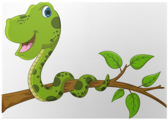 Cartoonic Snake On The Tree (400x400)