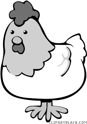 Cartoon Chicken Animal Free Black White Clipart Images - Chicken Clip Art Free (300x425)