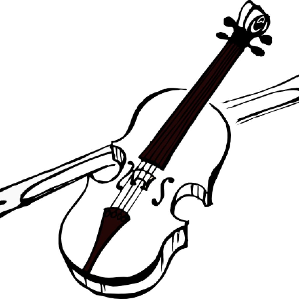 Violin Clipart Artfavor Violin 1 Black White Music - Violin Cartoon Black And White (1024x1024)