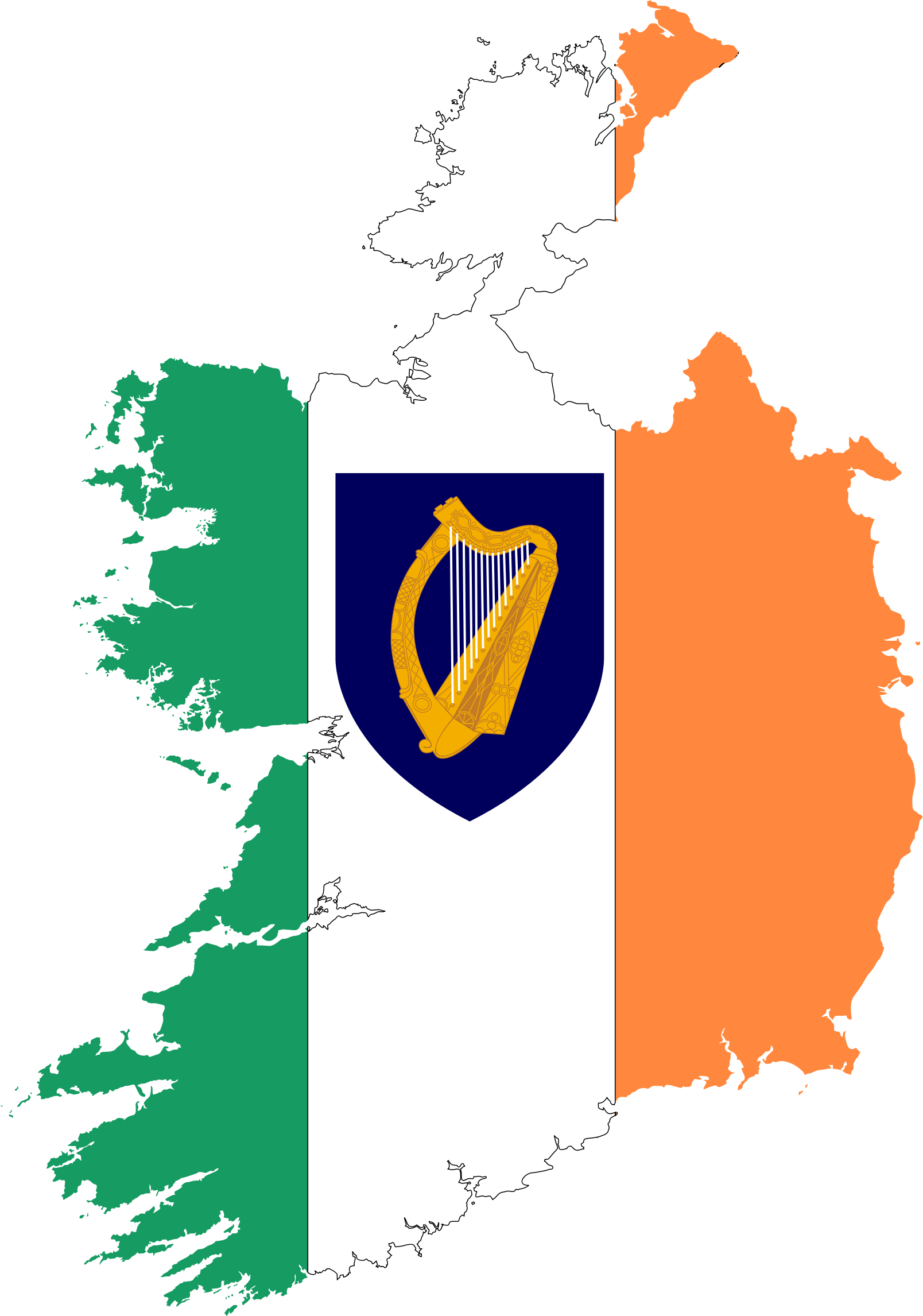 Ireland Flag With Coat Of Arm Clipart - Ireland Flag Map (1608x2292)
