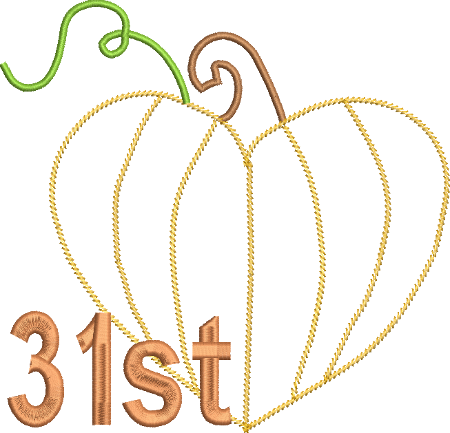 Pumpkin Heart 31st Design Machine Embroidery Design - Design (653x629)