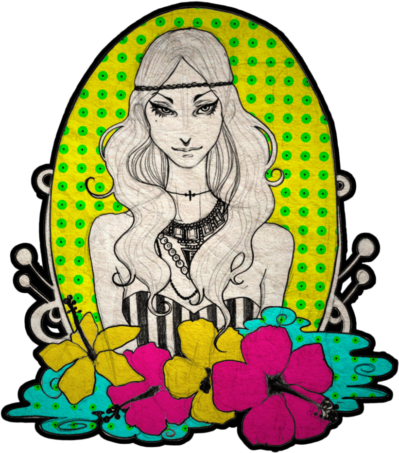 Colorful Hippie By Rosadarling - Illustration (840x952)