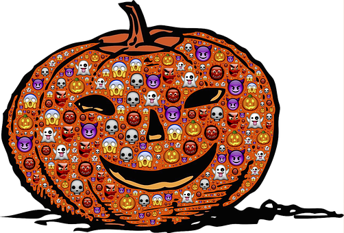 Pumpkin Jack O Lantern Halloween Emoji Sca - Flag Skull Public Domain Vectors (502x340)