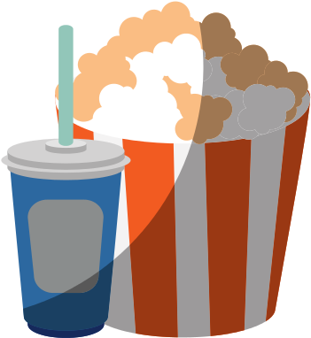 Pop Corn Bucket With Drinks Cinema Icon - Popcorn (550x550)