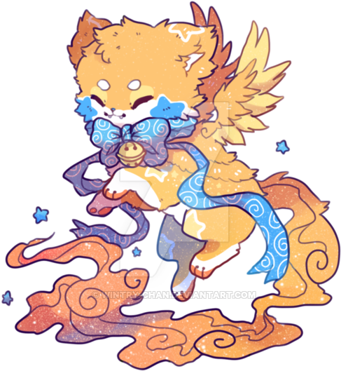 Stardust Starry Orange Sherbet Sushi Cat By Wintry - Drawing (600x600)