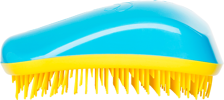 Dessata Turquoise Blue And Yellow Detangling Hairbrush - Dessata Anti-klit Borstel Turquoise Geel (750x357)