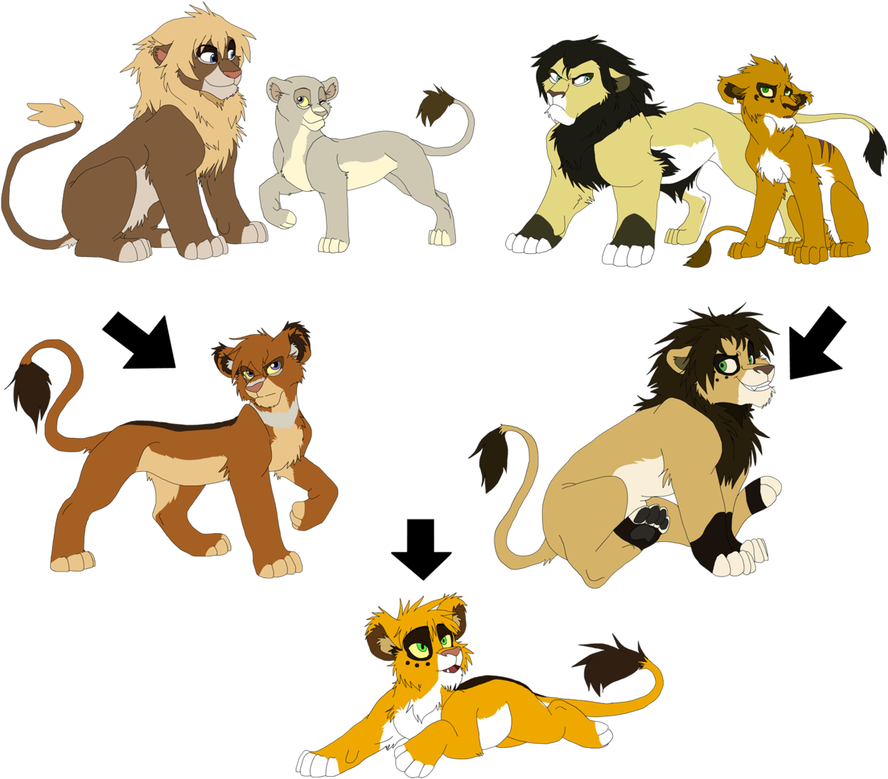 Lion Family Tree By Firewolf-anime - Drawings Of Anime Lions (1280x1193)
