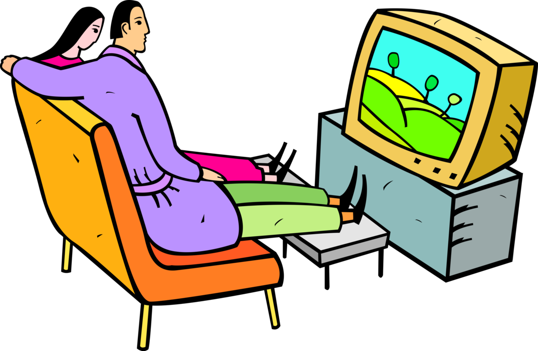 Vector Illustration Of Couple Watch Television Show - Ma Distribuiçao De Renda Brasil (1073x700)