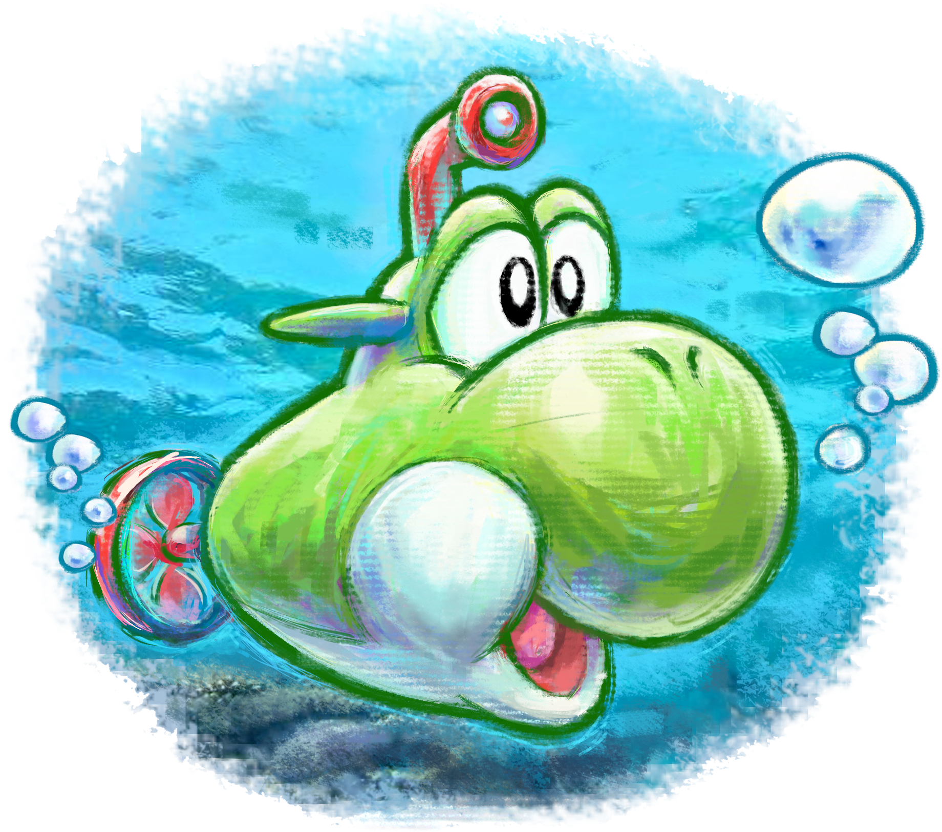 Yoshi Submarine Artwork - Yoshi Submarine Artwork (1840x1624)