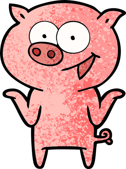 Cartoon Pig With No Worries - Animal Llorando Caricatura (410x550)