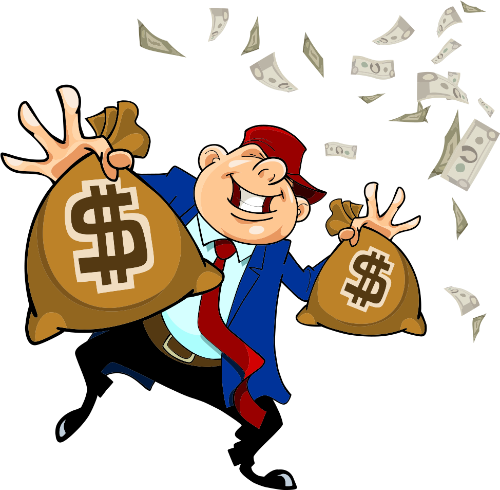 Money Bag Cartoon Handbag - Man Holding Money Bag Png (1000x1000)