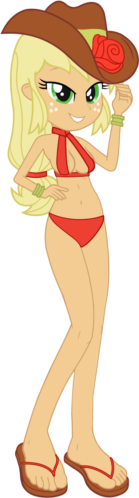 Applejack In Bikini By Kevintoons915 - Applejack (491x1623)