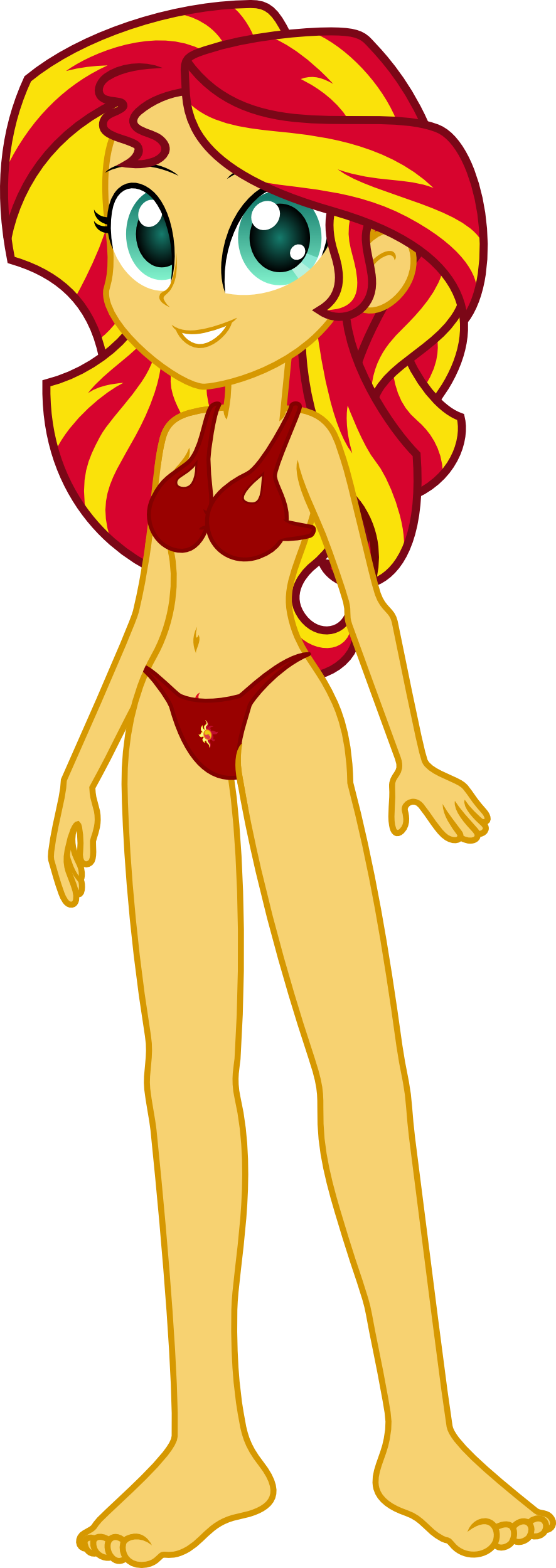 [com]sunset Shimmer-bikini Outfit By Sallemcat On Deviantart - Sunset Shimmer En Bikini (886x2500)
