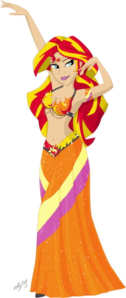 Zellykat, Belly Dancer, Equestria Girls, Humanized - Sunset Shimmer Belly Dancer (600x975)