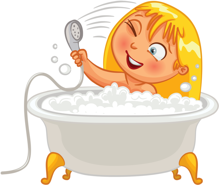 Clip Art - Kid - Bath Time - Bathing Clipart (800x710)