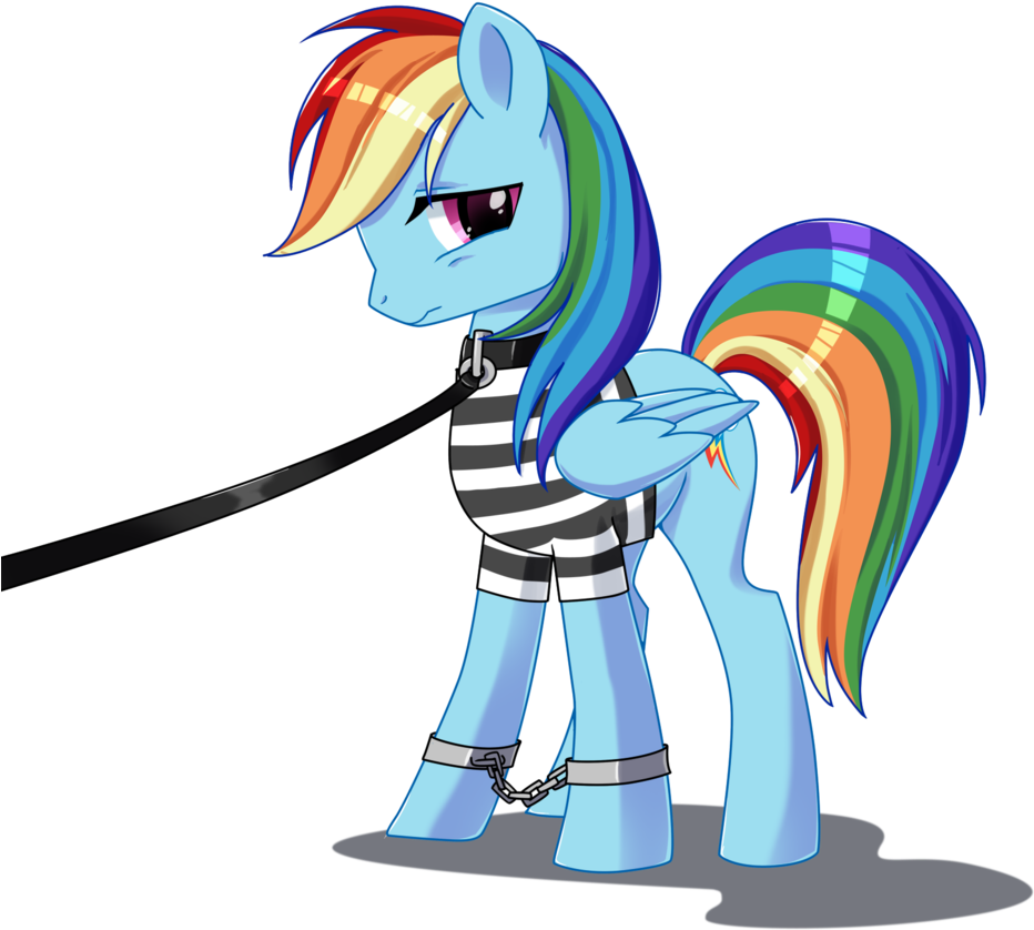 Margony, Clothes, Collar, Cuffs, Leash, Prisoner, Prisoner - Rainbow Dash Is A Slave (969x1024)
