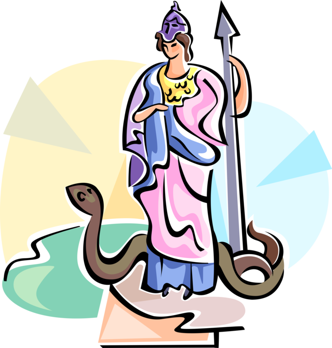 Vector Illustration Of Greek Mythology Athena, Goddess - ギリシャ 神話 アテナ イラスト (669x700)