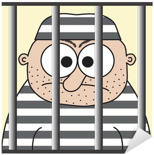 Cartoon Prisoner Behind The Bars, Funny Vector Illustration - Cartoon Prisoner Behind Bars (400x400)