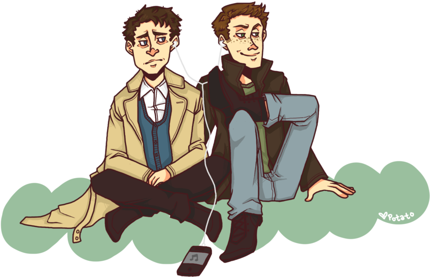 High School Dean And Cas By Potatocrisp - High School Au Destiel (900x597)
