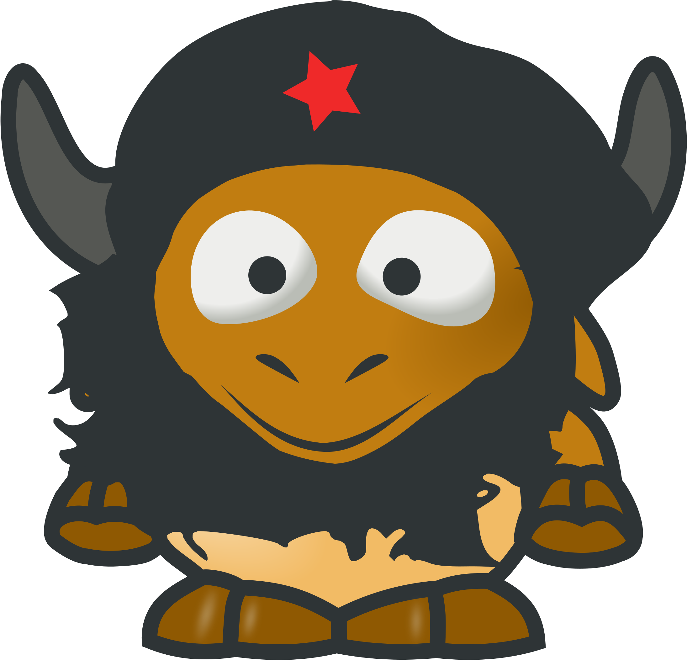 Baby, Gnu, Cartoon, Cow, Military, Che, Horns, Soldier - Baby Gnu (2500x2500)