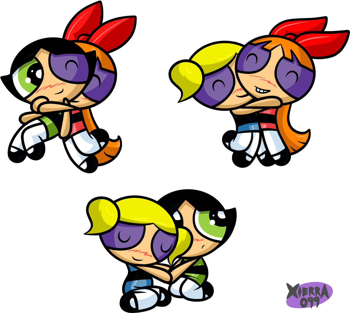Powerpuff And Rowdyruff In Love Pictures To Pin On - Ppg Blossom Love Buttercup (1500x1292)
