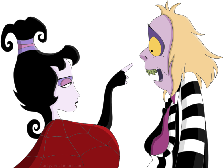Beetlejuice And Lydia - Cartoon (800x630)