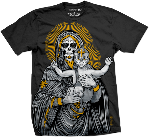 'our Lady Of Luchadores' By Pale Horse , Via Behance - 7.62 X39 Shirt (600x553)