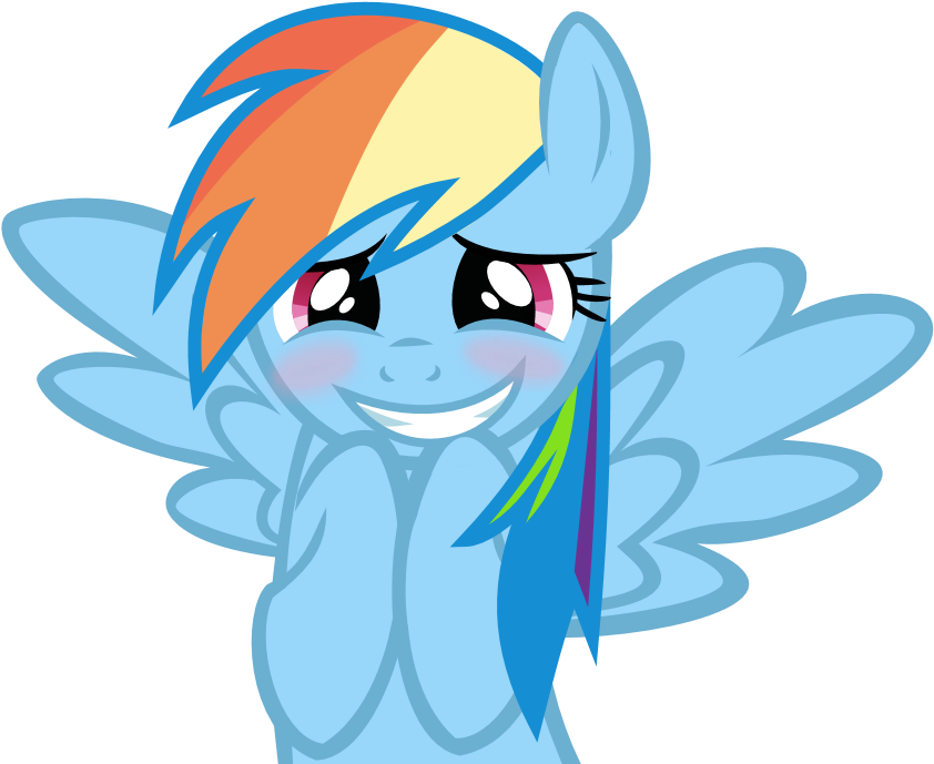Rainbow Dash Blushing Smile By Flutterbases - Rainbow Dash New Hair (900x720)