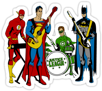 Justice League Rock Band T Shirt Heat Transfer - Justice League Rock Band T Shirt Heat Transfer (375x360)