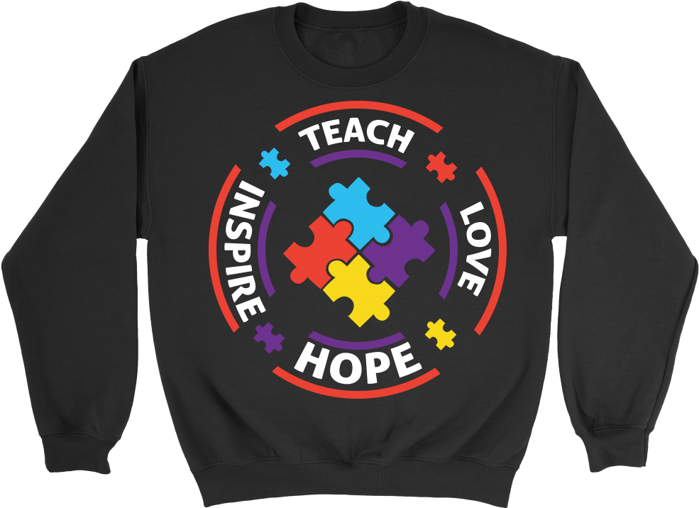 Teach Love Hope Inspire Autism Awareness V Neck/t Shirt/crewneck - Funny Golden State Warriors Shirts (1000x1000)