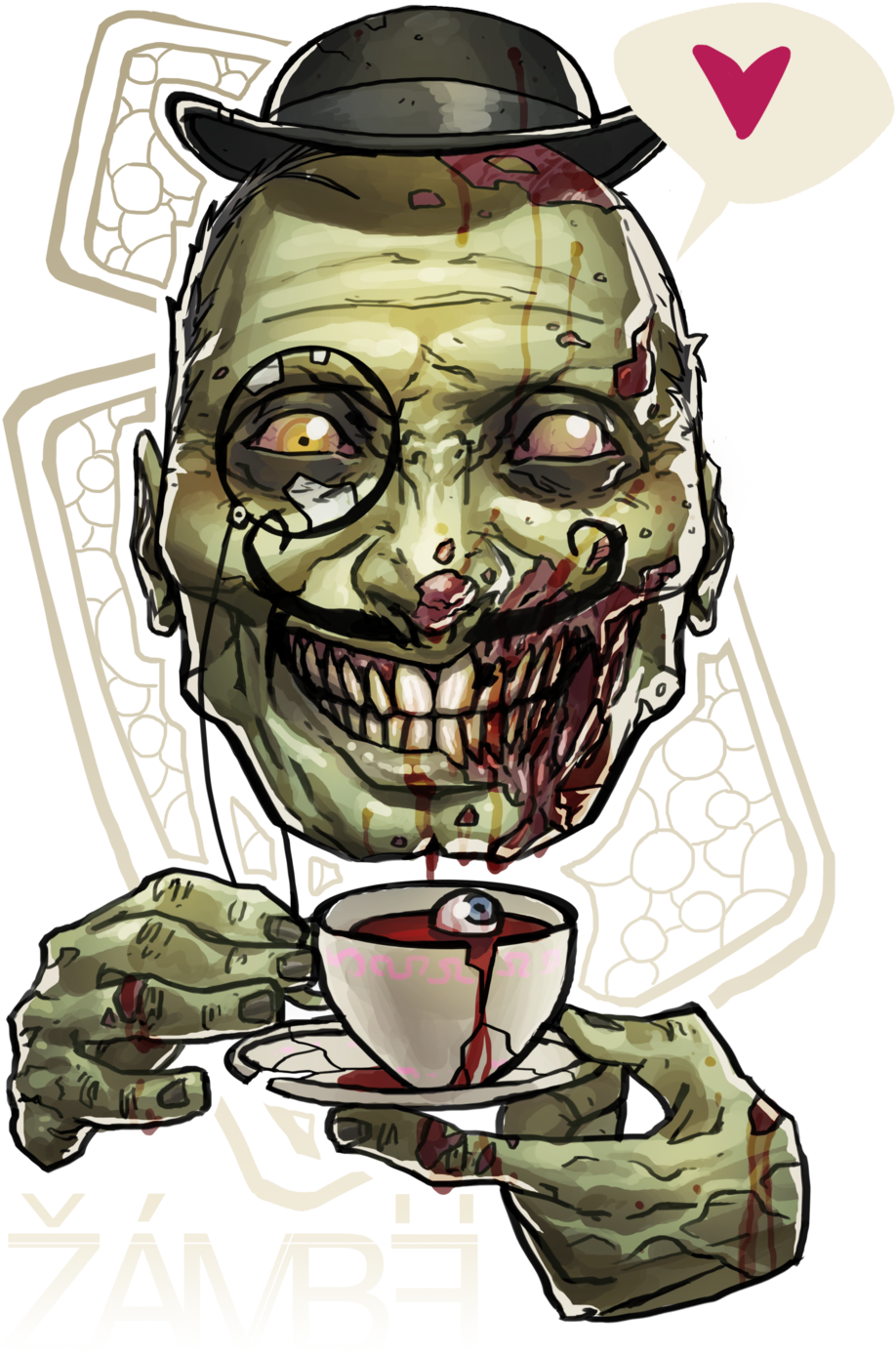 Zambe Gentleman T Shirt By Maxgrecke Zambe Gentleman - Zombie Gentleman (1024x1448)