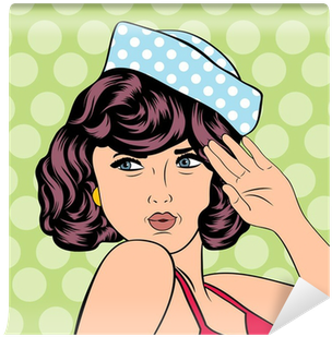Pop Art Retro Woman In Comics Style Wall Mural • Pixers® - Art Print: Andreea's Cute Retro Woman In Comics Style, (400x400)