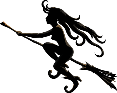 Flying Witch Silhouette - Witch Flying Silhouette Png (400x319)